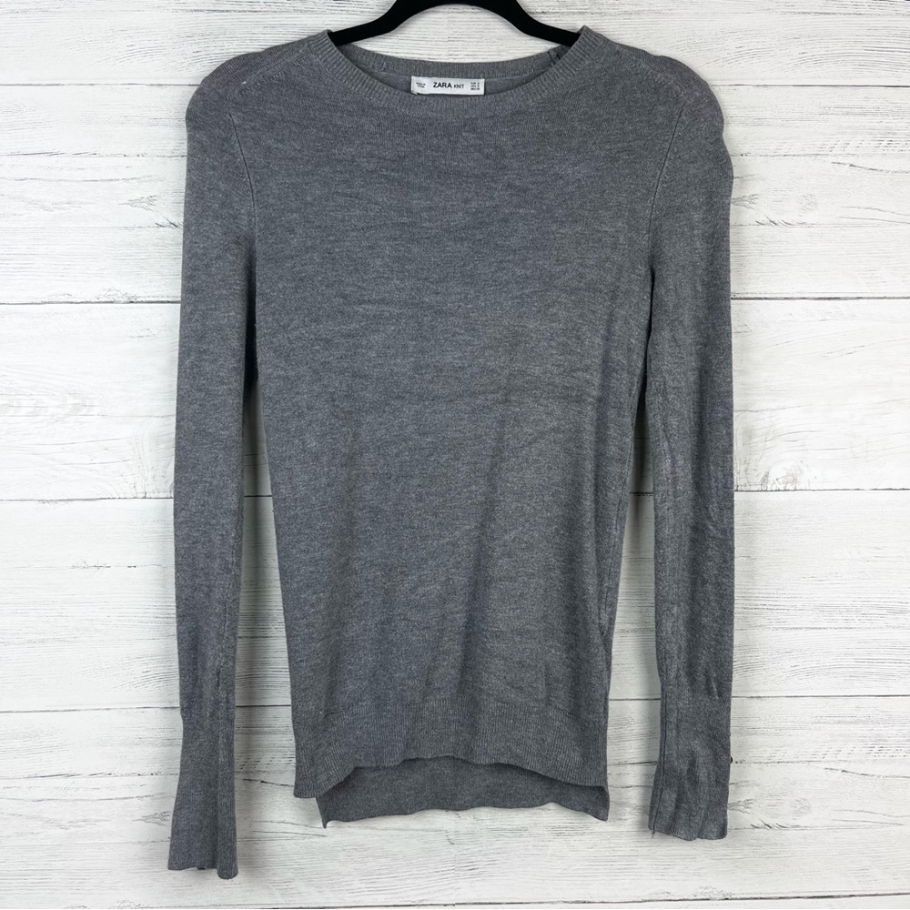 Gray Zara Knit Long Sleeve Top